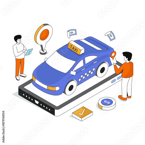 Editable design illustration of taxi booking application 