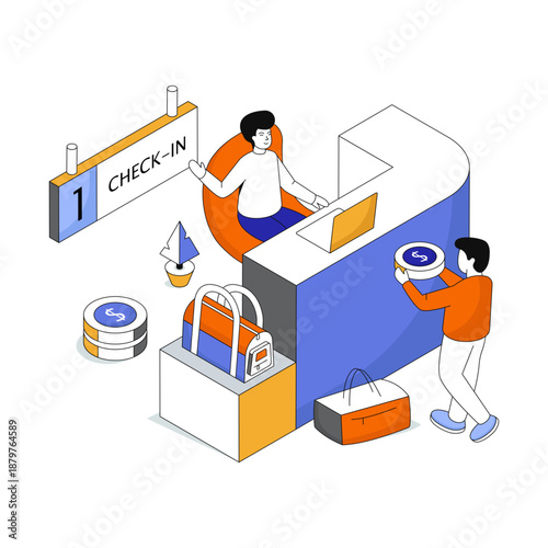 Modern design illustration of check in counter 
