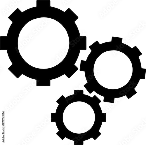 Minimalist Black Cogwheels and Gears Vector Icon