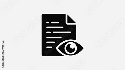 Document viewing icon representing file observation, data visibility, and secure content review Vector