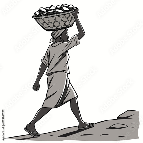 Photos Person walking with basket full on head woman eggs