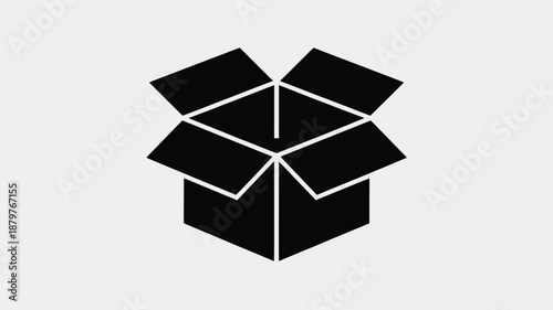 Black silhouette icon of an open cardboard delivery or storage box Vector