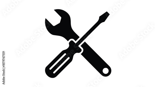 Essential handyman tools: wrench and screwdriver crossed for repair and maintenance tasks Vector
