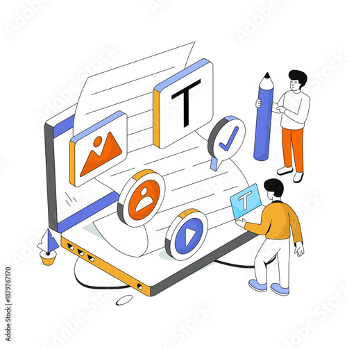 Trendy design illustration of content writing 