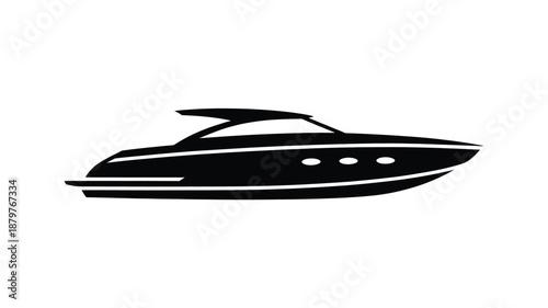 Sleek modern black silhouette icon of a motor yacht or speed boat for water travel Vector