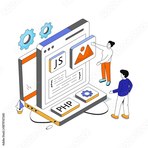 A colored design illustration of web content management 
