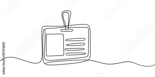 continuous line drawing employee identification card illustration vector, Continuous one line drawing employee identification card illustration. Vector ID one line card, Business ID Card Continuous.
