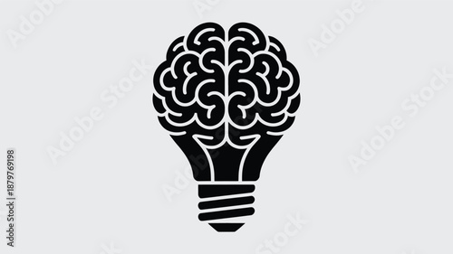 Brain inside light bulb representing intellectual insight and the spark of new ideas Vector