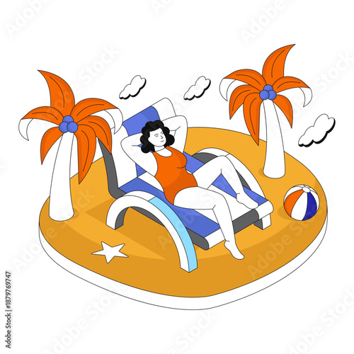 Modern design illustration of sunbathing 