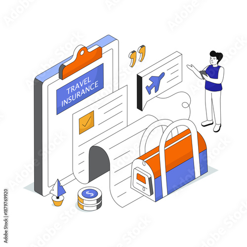 Trendy design illustration of travel insurance paper 