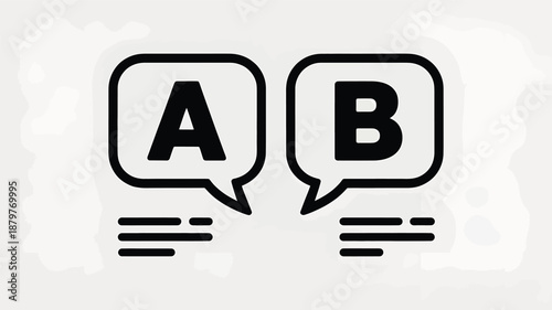 A/b testing concept with two distinct speech bubbles representing choices Vector