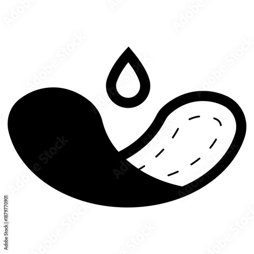 sanitary menstrual pad with blood droplet icon