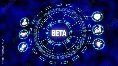 Wallpaper Mural Digital network interface with BETA text in the center and global map background beta technology Torontodigital.ca