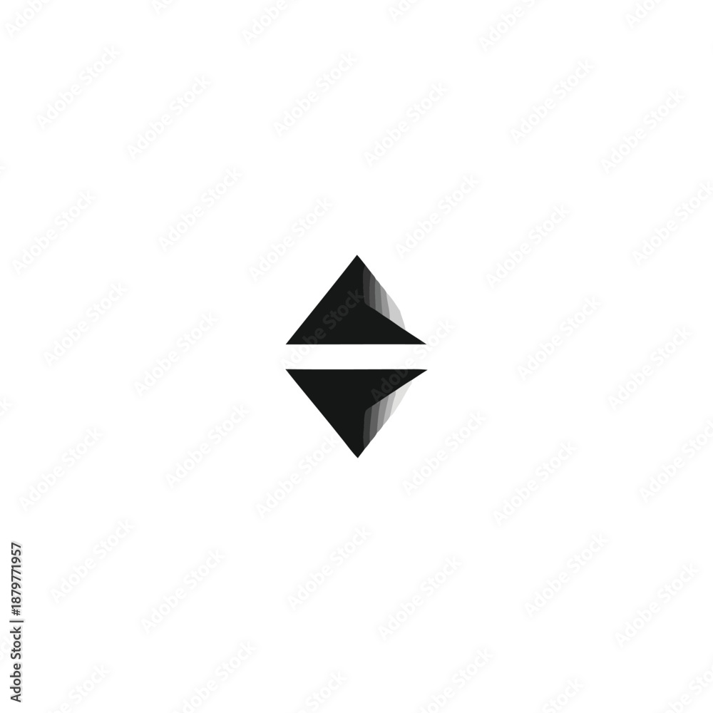 Fototapeta premium Geometric shapes forming a symmetrical logo design on a simple background from a front view