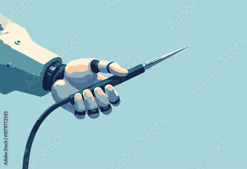 robotic surgical arm holding scalpel isolated Precision Medicine Flat