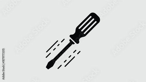 Flathead screwdriver icon with speed lines depicting fast repair or quick tool usage Vector
