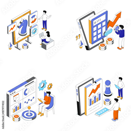 Set of Data Strategy Isometric Illustrations 

