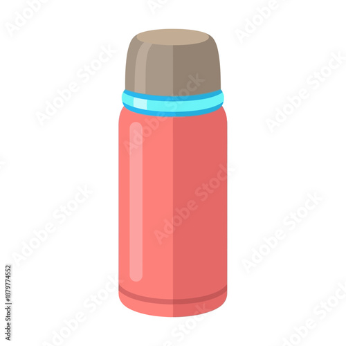 A digital illustration of a thermos bottle with a brown cap and blue accent on a plain background