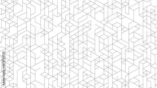 Complex isometric grid pattern creates abstract geometric background with interlocking cube shapes.