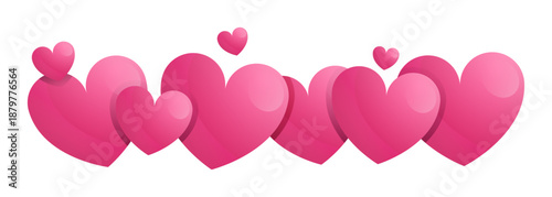 Pink hearts vector illustration. Valentine's day, love, romance, passion, romantic, heart. Decorative gradient element for design, clipart, banner, wedding, holiday. Isolated on a white background.