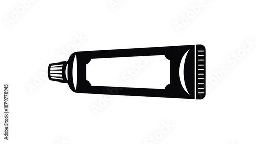 Simple black silhouette icon of a squeeze tube for various creams or pastes on a white background Vector
