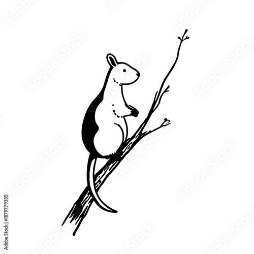 Tree Kangaroo. Tree Kangaroo simple black and white line art vector logo