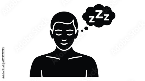 Person sleeping icon with zzz in thought bubble on a clean white background Vector