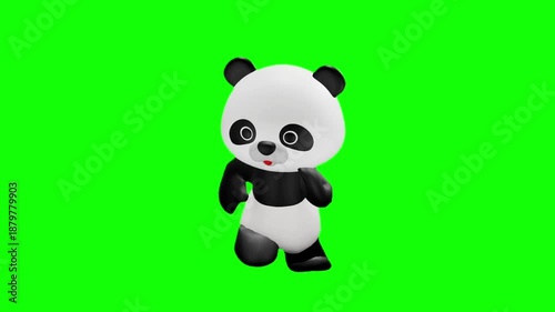可愛いパンダのキャラクター クロマキー背景