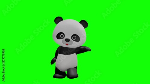 可愛いパンダのキャラクター クロマキー背景