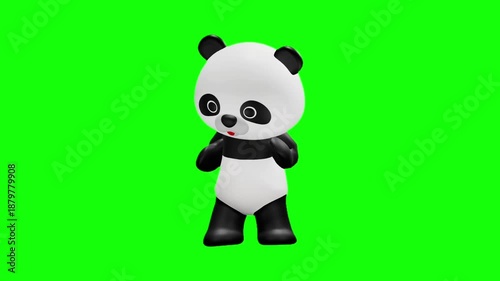 可愛いパンダのキャラクター クロマキー背景