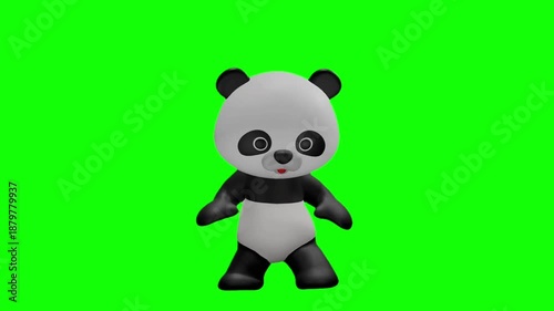 可愛いパンダのキャラクター クロマキー背景