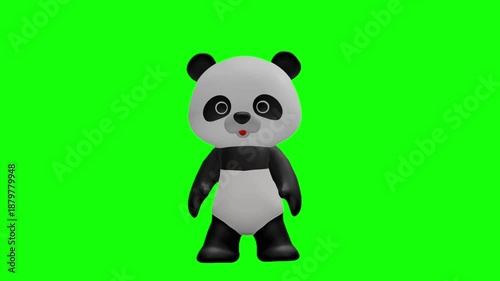 可愛いパンダのキャラクター クロマキー背景