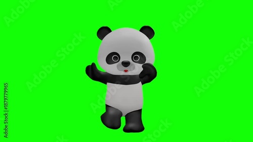 可愛いパンダのキャラクター クロマキー背景