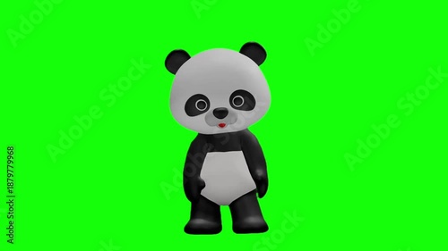 可愛いパンダのキャラクター クロマキー背景