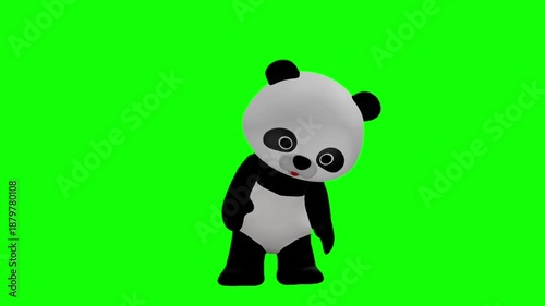 可愛いパンダのキャラクター クロマキー背景