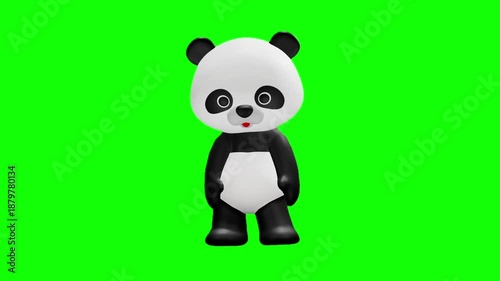 可愛いパンダのキャラクター クロマキー背景