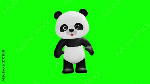 可愛いパンダのキャラクター クロマキー背景