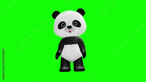 可愛いパンダのキャラクター クロマキー背景