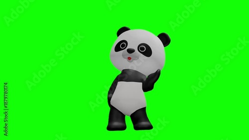可愛いパンダのキャラクター クロマキー背景