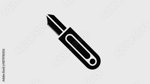 Retractable utility knife icon showcasing a practical cutting tool with a serrated blade Vector