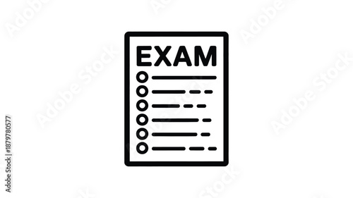 Exam paper or questionnaire icon representing assessment and evaluation Vector