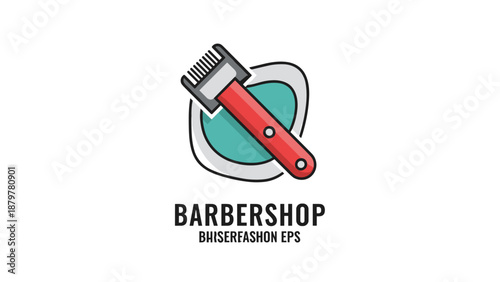 Barbershop Hair Clipper Logo Emblem with Electric Trimmer on Shield Icon
