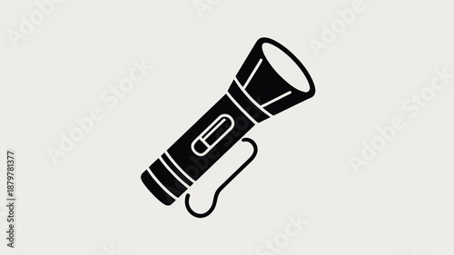 A minimalist black silhouette icon of a portable flashlight with a clip for everyday use Vector