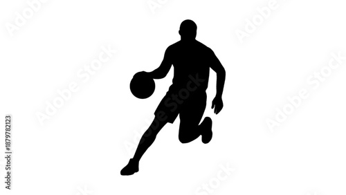 Basketball Player Action Silhouette Set