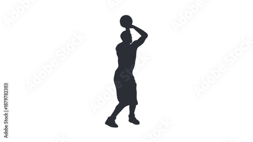 Basketball Player Action Silhouette Set