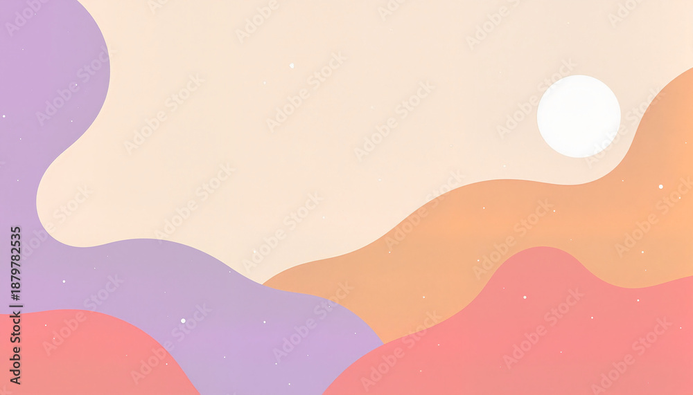 Fototapeta premium abstract waves in pastel colors with a sun, creating a calming background suitable for wellness and mindfulness concepts, with copy space