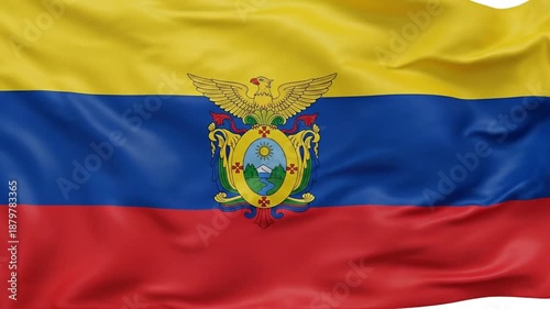 Waving Flag of Ecuador, Close Up With Detail and Motion