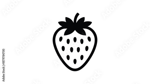Minimalist black and white vector icon illustration of a delicious strawberry fruit Vector