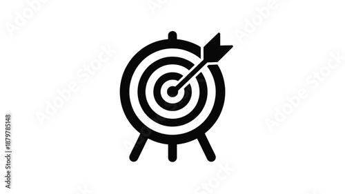 Achieving a goal: an arrow perfectly striking the bullseye of a target Vector