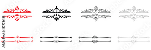 vintage floral ornaments icon vector set, wedding, invitation, greeting card element vector, silhouette and line art